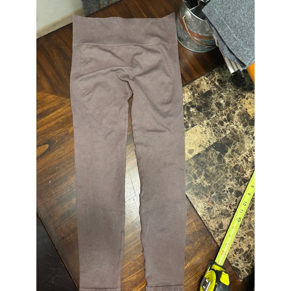 Seamless High Waisted Ribbed Leggings Mauve Taupe Athleisure‎ Yoga Pants